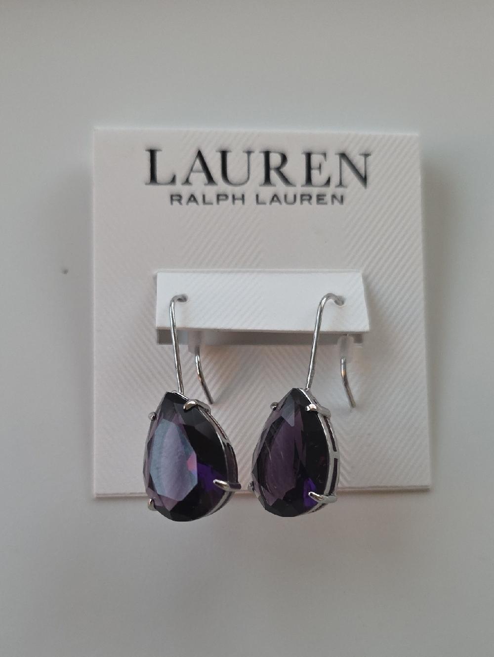 Lauren Ralph Lauren Silver-Tone Earrings with Deep Purple Teardrops